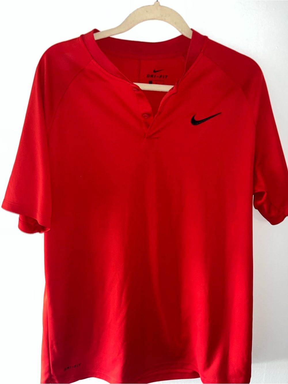 Nike Red Short-Sleeve Performance Polo with Black Swoosh
